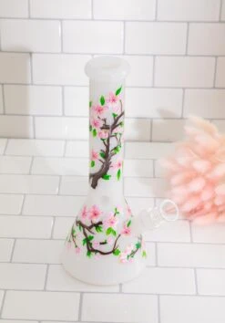 CHERRY BLOSSOM BONG 10"(Handpainted Cherry Blossom Bong) -Glass Smoke World 0306 2