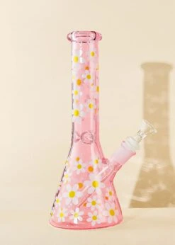 RETRO DAISY BONG 10"(Retro Daisy Pink Glass Bong) -Glass Smoke World 081922 IMG 9894 3 2