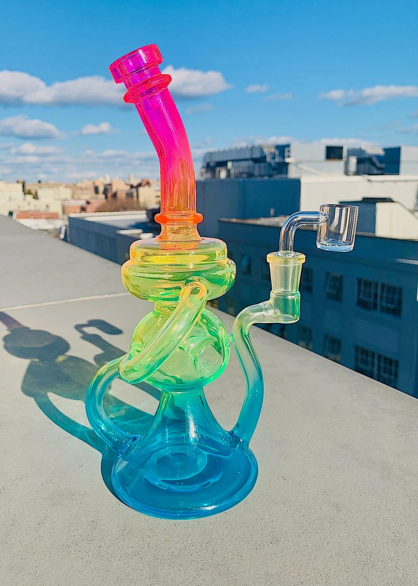 NEON RAINBOW RECYCLER RIG (uv Reactive)(Neon Rainbow Recycler Rig Uv Reactive) 5 NEON RAINBOW RECYCLER RIG (uv Reactive)(Neon Rainbow Recycler Rig Uv Reactive) - Image 5