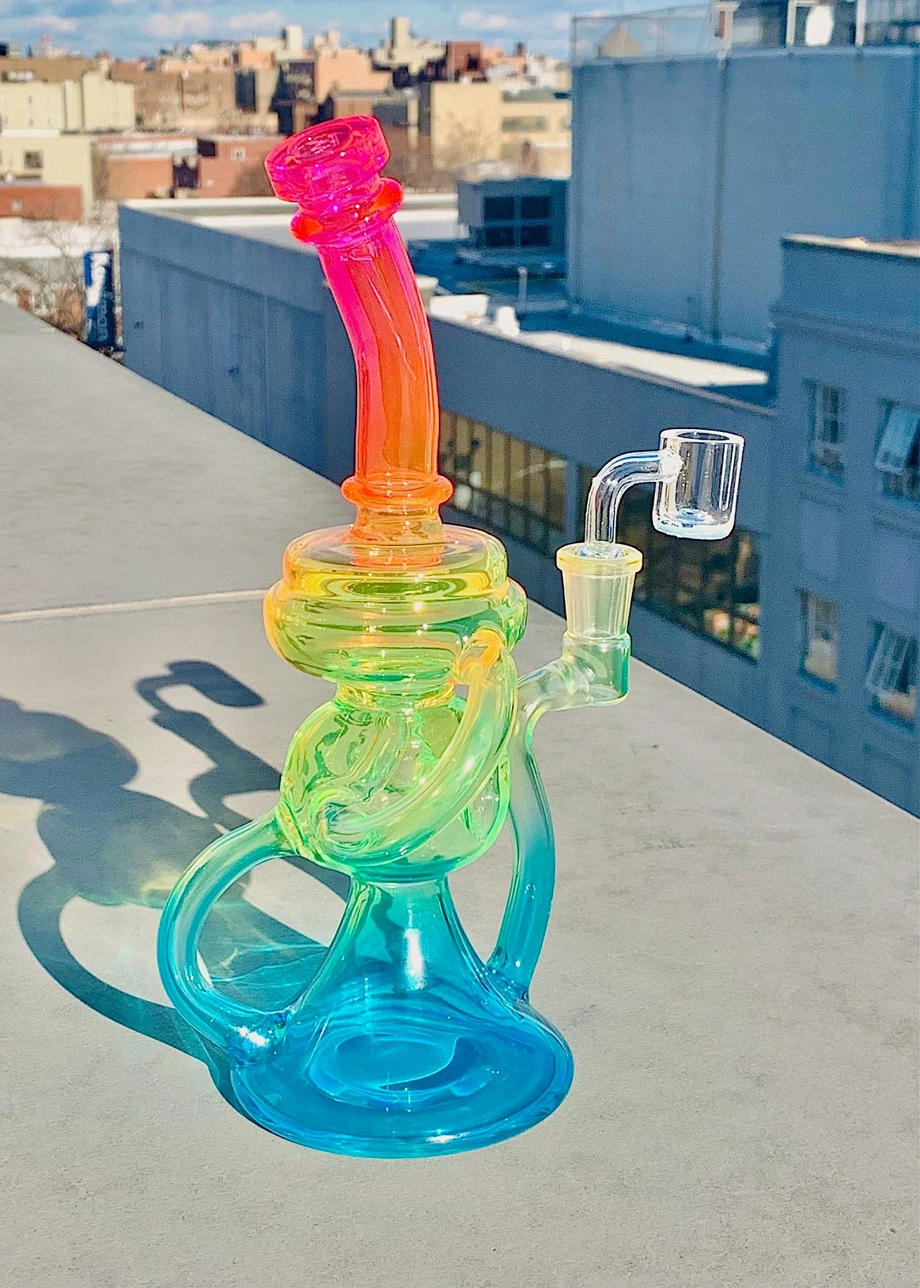 NEON RAINBOW RECYCLER RIG (uv Reactive)(Neon Rainbow Recycler Rig Uv Reactive) 3 NEON RAINBOW RECYCLER RIG (uv Reactive)(Neon Rainbow Recycler Rig Uv Reactive) - Image 3