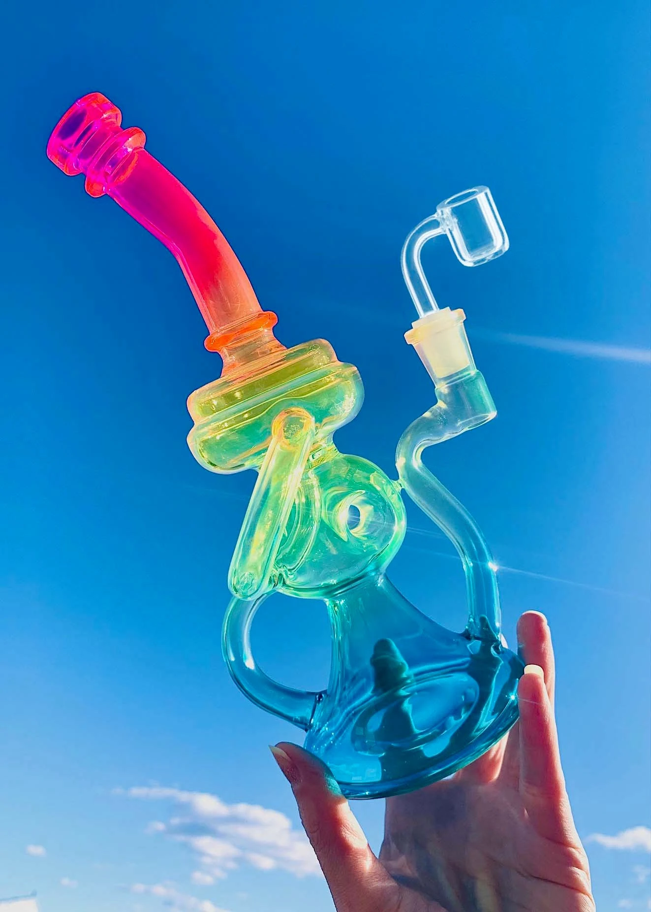 NEON RAINBOW RECYCLER RIG (uv Reactive)(Neon Rainbow Recycler Rig Uv Reactive) 1 NEON RAINBOW RECYCLER RIG (uv Reactive)(Neon Rainbow Recycler Rig Uv Reactive)