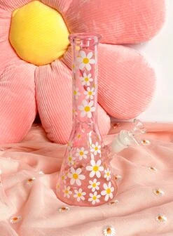 RETRO DAISY BONG 10"(Retro Daisy Pink Glass Bong) -Glass Smoke World IMG 9354 2