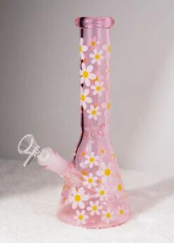 RETRO DAISY BONG 10"(Retro Daisy Pink Glass Bong)